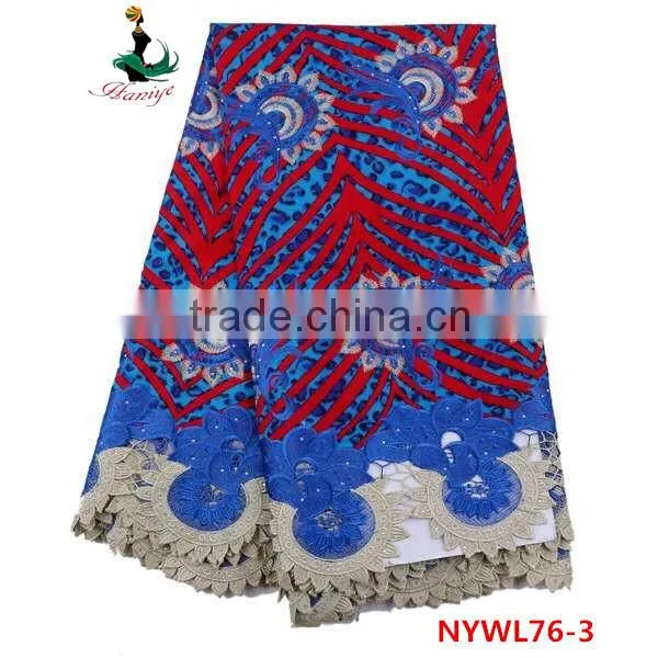 Wholesale Women Dress Wax Lace Fabric/ Lace Fabric Mix With Holland Wax photo-3