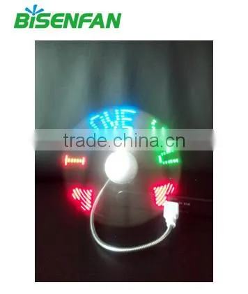 2015 Hot Sell Usb Programmable Led Message Fan With Led Clock