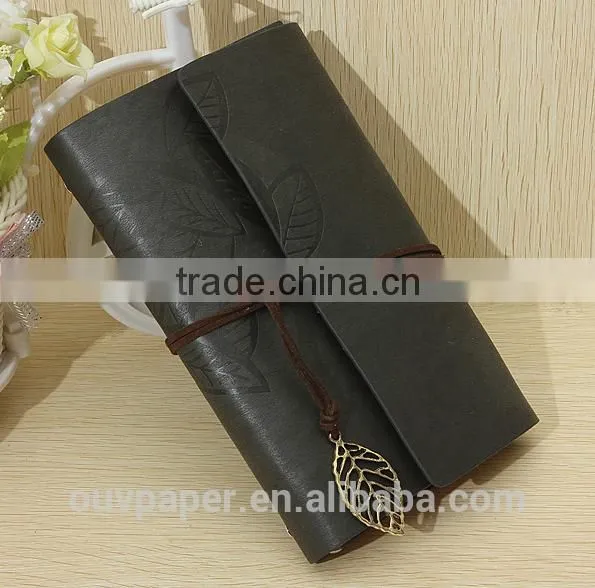 Hot Selling Sketchbook Stationery PU Leather Notebook Leaf Journal Diary photo-3