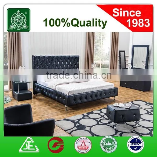 13073B Soft Bedroom Set/PU Night Stand/PU Dressing Table/faux Leather Bed Mattress Set