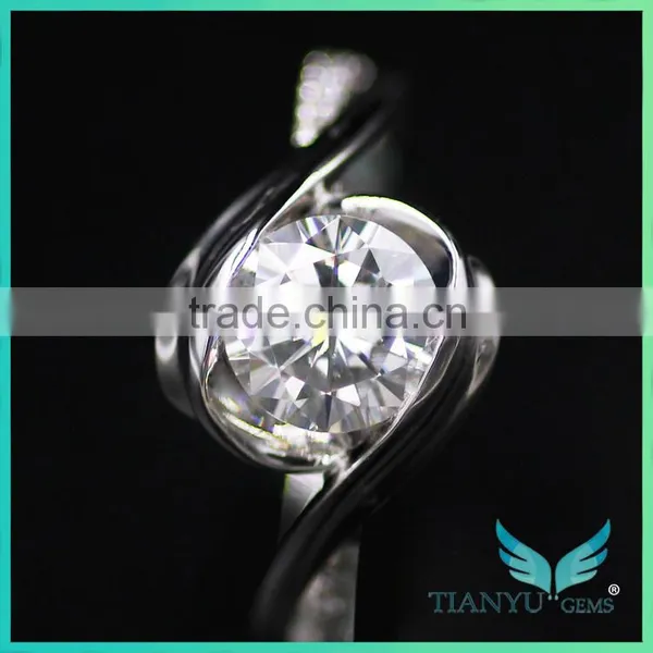 Wholesale Wedding Rings 14K 15K PT925 1ct Brililiant Round Cut Moissinite Diamond With Strong Fire photo-2