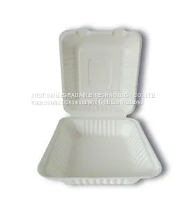 JUST Sustainable White Pulp Food Container Clamshell H9