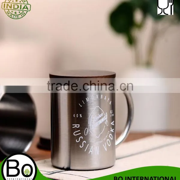 Stainless Steel Double Layer (Wood Cup Lid)Mug Coffee Cups Caneca Beer Cup Coffee Mug Taza Copo Fast Shipping With Guarantee photo-5