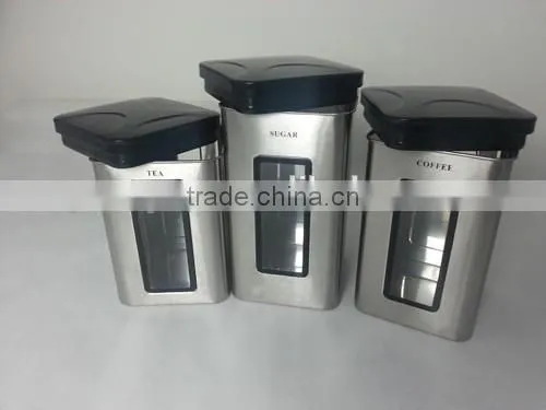 3pcs Stainless Steel Windowing Storage Jars Set photo-2
