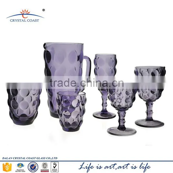 Green Blue Set 6 Bubble Style Vintage Fine Glass Elegant Stemware for Champagne or Cocktail photo-4