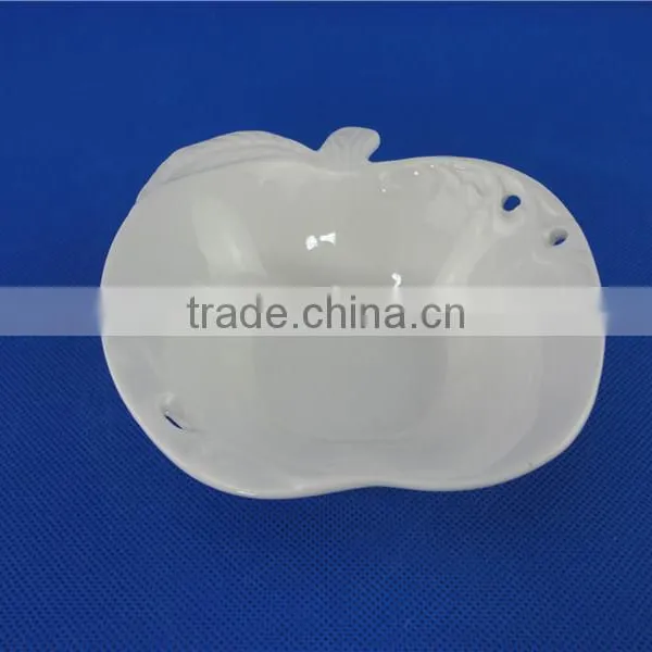 Stock Small White Ceramic Popcorn Bowl Apple Shaped Bowl photo-5