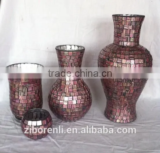 Color Mosaic Modern Flower Vase Tall Glass photo-2