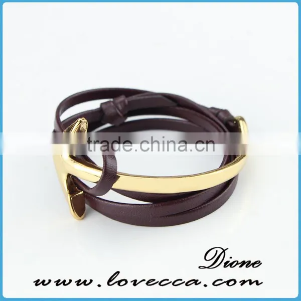 2017 Wholesale Leather Half Cuff Mens Anchor Bracelets photo-5