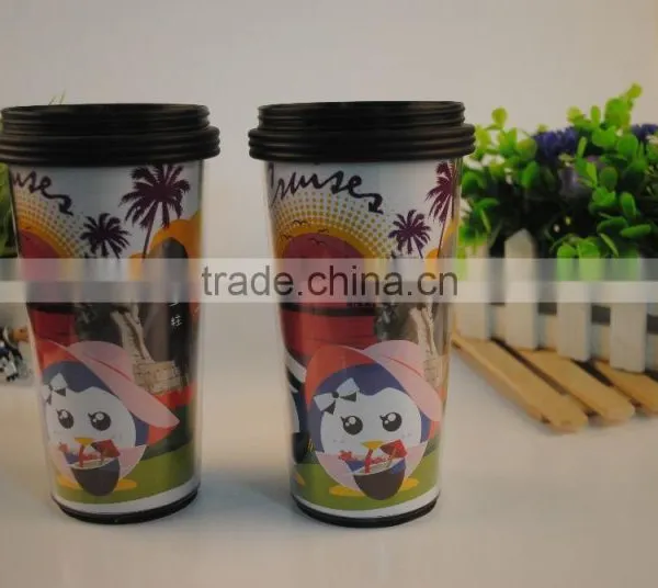 450ml BPA Free PP Plastic Cup White Coffee Mug With Lid photo-2