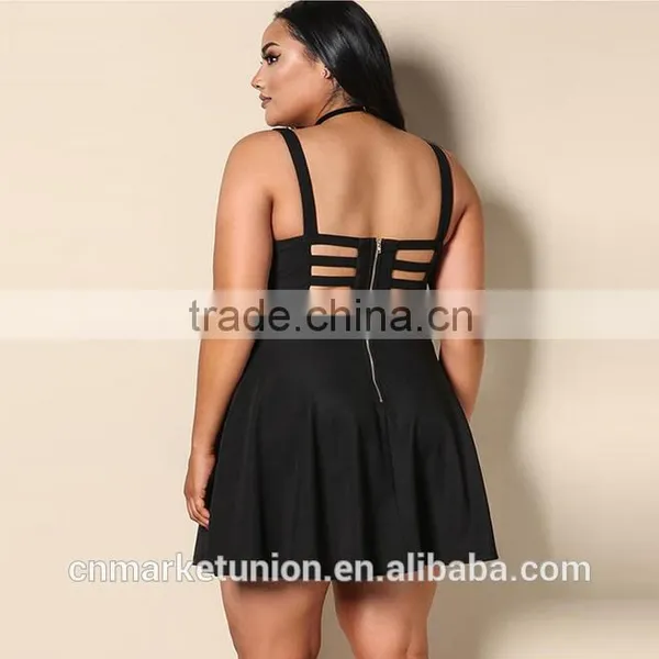 2017 Hot Sale Plus Size Deep V-neck Sexy Dress Clothing for Fat Women photo-3