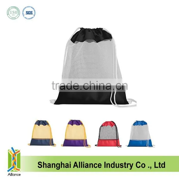 Quite Cool Black Promotional Polyester Foldable Waterproof Drawstring Backpack photo-3