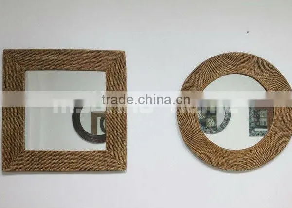 Full Rattan Wall Round Mirror