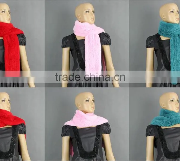 High Quality Knitted Rex-Rabbit Scarf, Real Fur,soft photo-3