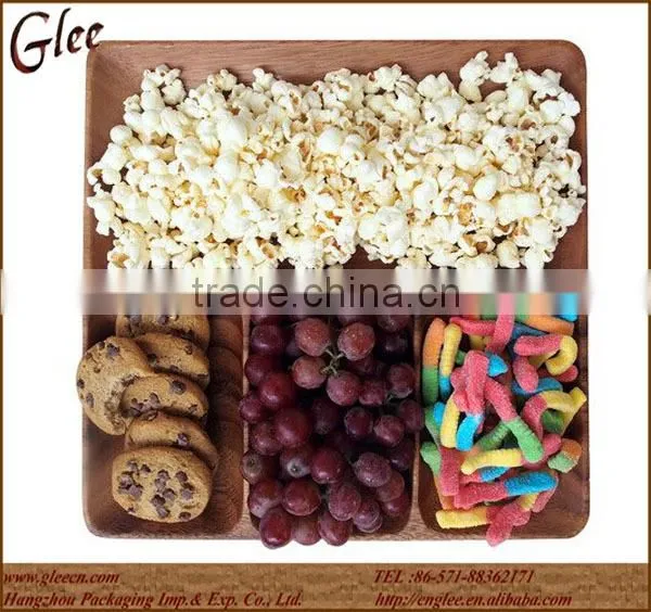 12" Square Tray With 4 Section Wooden Tray for Food photo-2