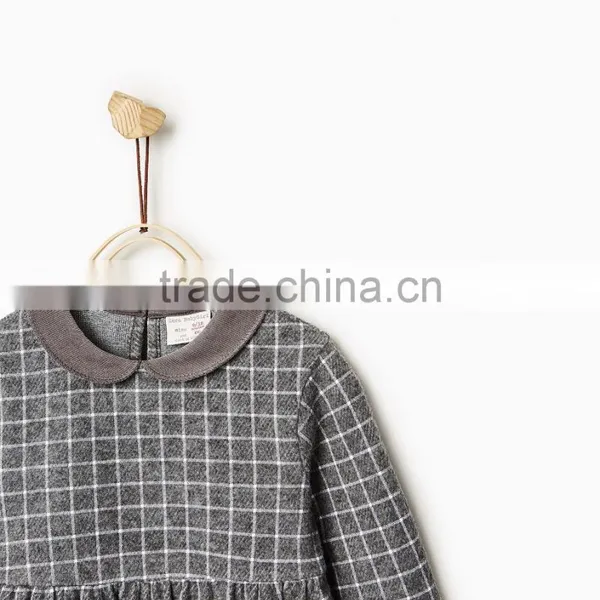 Latest Children Winter Plush Check Dress With Peter Pan Collar Design Children Girls Kids Clothes Garment 2016 HSD5797 photo-4