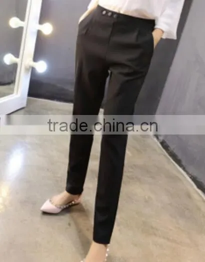 Customized Women Slim Skinny Pants Black Trousers photo-2