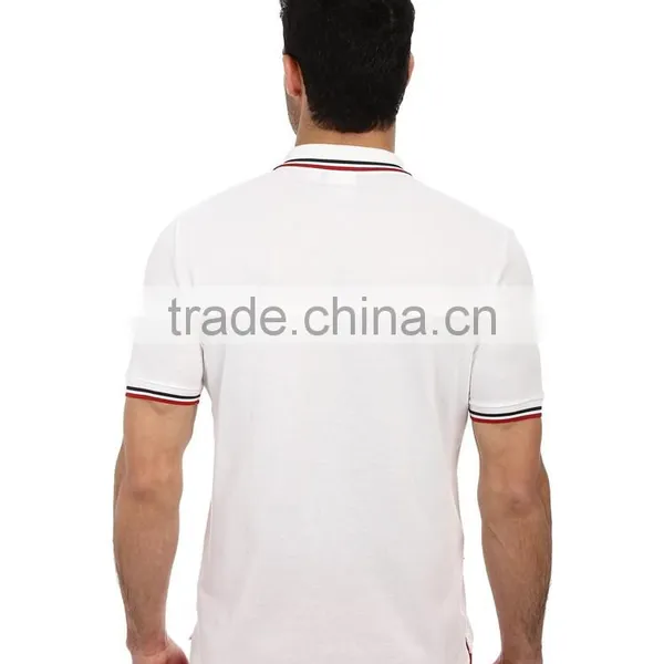 2015 Latest Custom Short Sleeve Mens Fancy Embroidered Polo Shirt, Ribbing Embroidered Polo Shirt photo-3