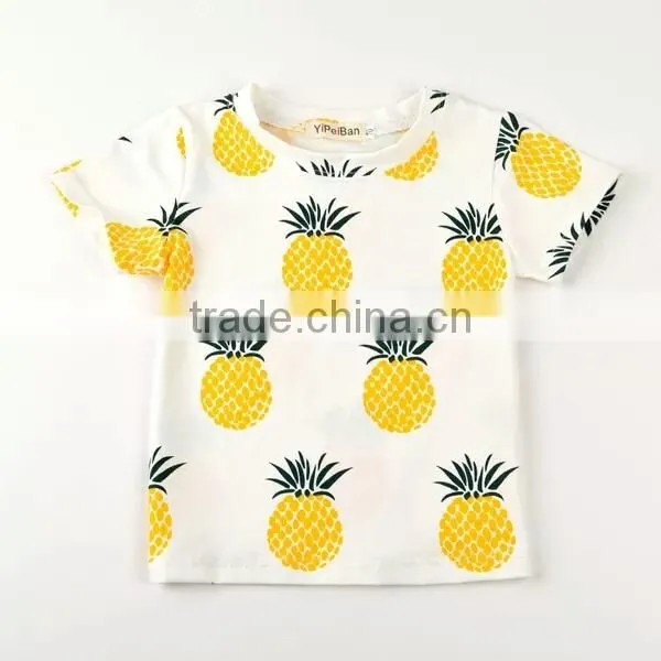 Hot Sale Baby T Shirt Outfits Remake Giggle Moon Boutique Brother Sister Set Pineapple Shorts Organic photo-2