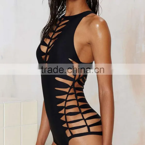 M892 Dingyang Fashion Sexy Black Bandage Hollow Bikini Swimwear photo-2