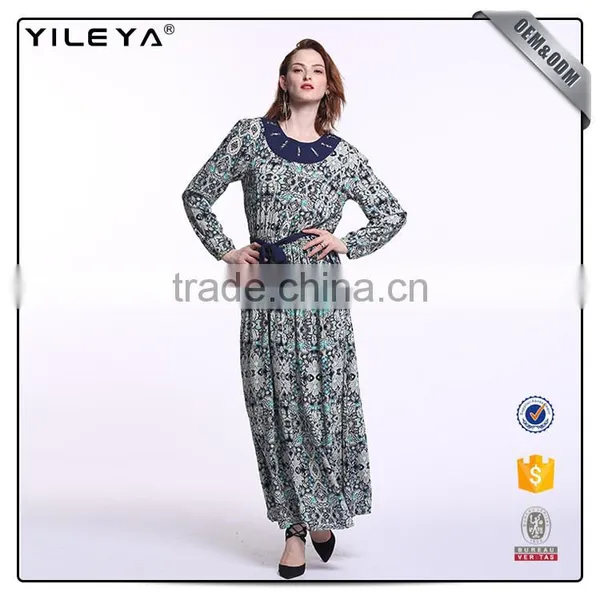Brazilian Style With Pattern Printing Brazil Casual Dress,wholesale Long Sleeves Maxi Dresses photo-3