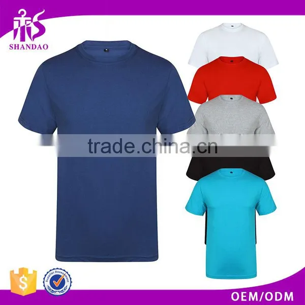 Guangzhou Shandao OEM Factory Summer Plain O-neck Short Sleeve 180g 40% Cotton 60% Polyster Custom Athletic Fit Shirt