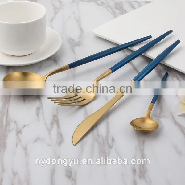 304 Stainless Steel White Gold Knife Fork Spoon 4 Piece Set Tableware/chnuhuka Fork Knife Set Cultery /fancy Dining Tableware photo-2