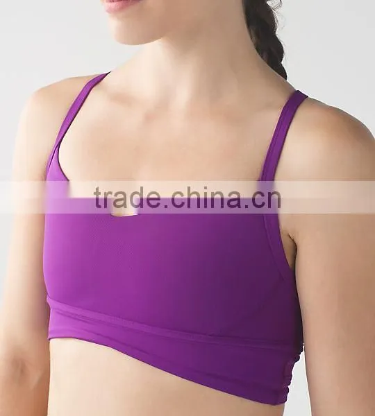 Custom 88% Polyester 12% Spandex Sexy Bra Purple Gym Wear for Women photo-3