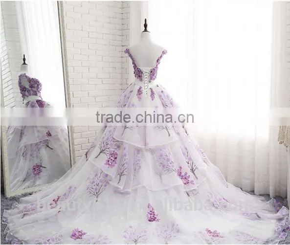 High Quality Charming Style Lace Sweetheart Neckline Appliqued Ball Gown Bridal Dress TS302 photo-2
