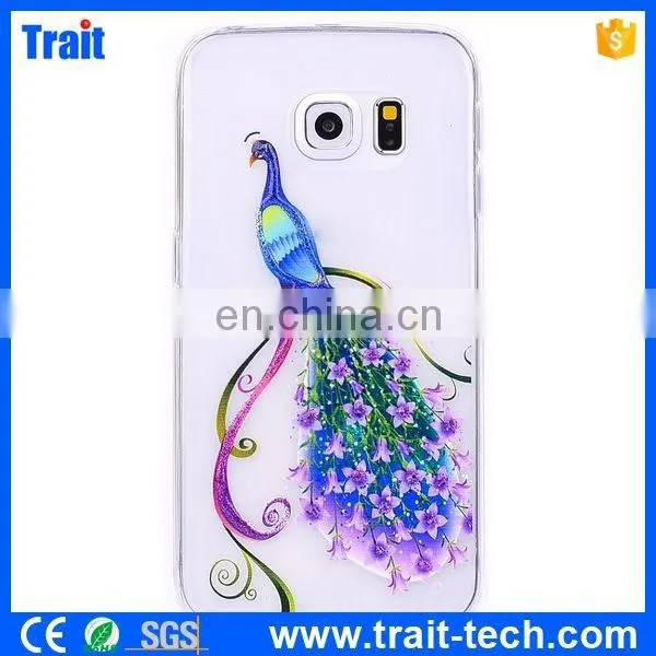 Paypal Accept Crafts Flower Pattern Soft PU Case for Samsung Galaxy S6 Edge G9250 photo-2