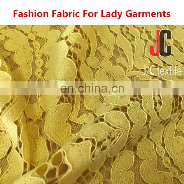 Shaoxing JC052 T/C Nylon Cotton High Quality Yellow Lace Fabric photo-4