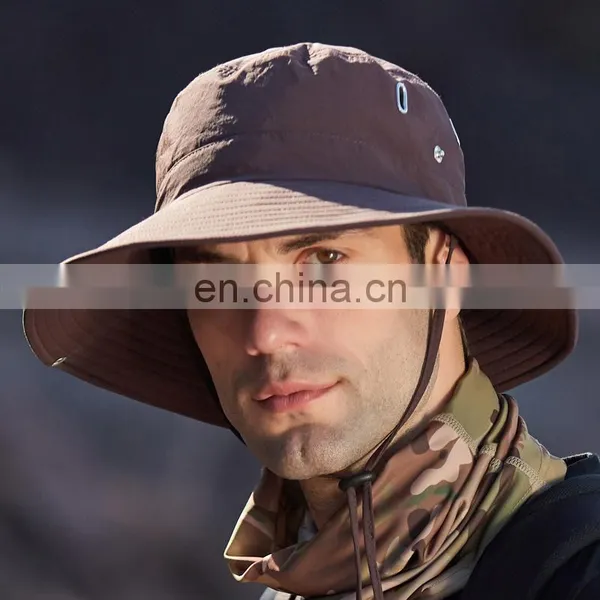 Cheap Foldable Sun Custom Bucket Hat Summer Cotton Cap Wholesale Fishing Boonie Brim Sun Safari Hat With Strings photo-5