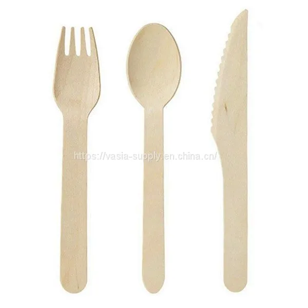 Great Price Parties Wedding Events Disposable Biodegradable 16cm Wooden Cutlery Set photo-2