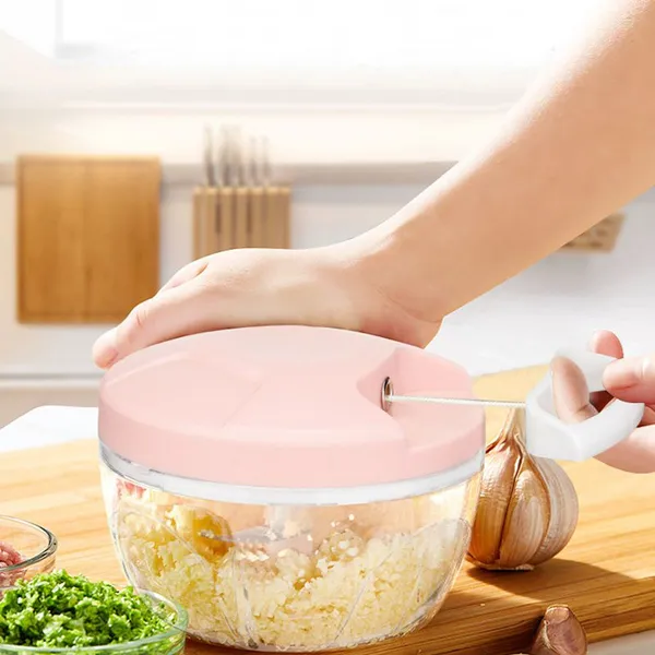 500ml Pull String Food Garlic Chopper Hand-Powered Portable Food Processor Manual Vegetable Slicer and Dicer Pull Chop Mechanism Cutter photo-2