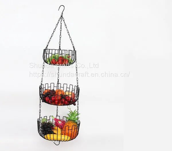 High Quality Wire With Coating Metal Fruit Basket Detachable Kitchen Storage Baskets photo-3
