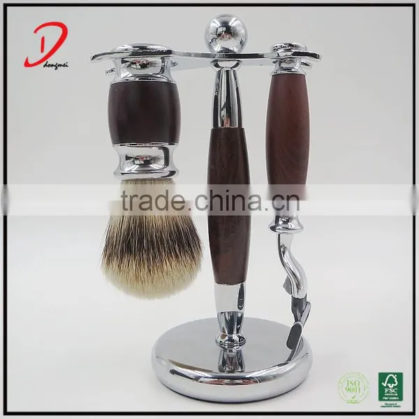 High Quality Silvertip Badger Hair Shaving Brush Shaving Stand and Razor Metal Shaving Brush Set photo-2