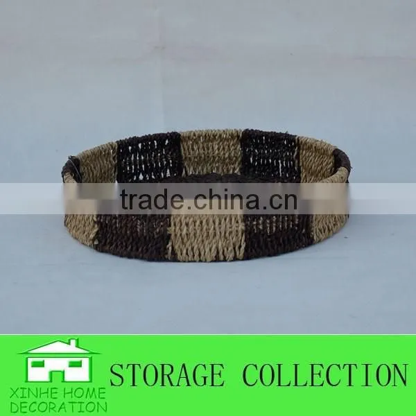 Round Eco-friendly Seagrass Woven Restaurant Kitchen Cutlery Tray