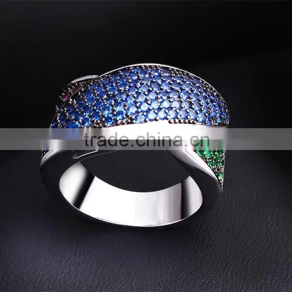 Red Blue Green Mix Color Cubic Zircon Setting Women Wild Party Jewelry Ring photo-6