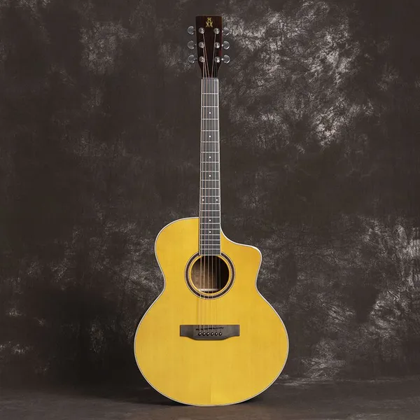 YAN Yan 41-inch JF Body Spruce Solid Top Walnut Backsides Vintage Natural Color Wholesale Guitar Factory Y-41JF photo-2