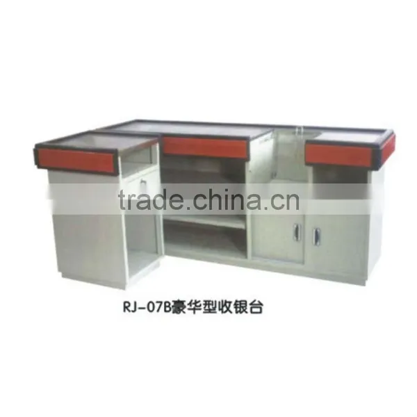 Convenience Store Cashier Desk With Corner Shelf