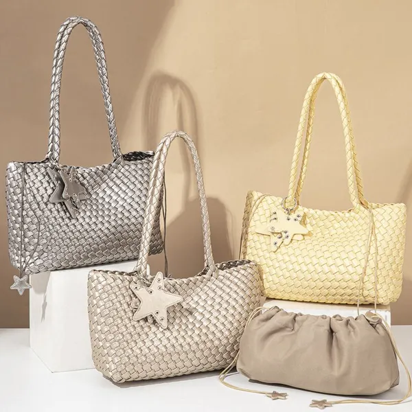 Handwoven Large Capacity Tote Bag Gun Gun Slung Across Body PU Material Vintage Style Shoulder Bag for Daily Use photo-5