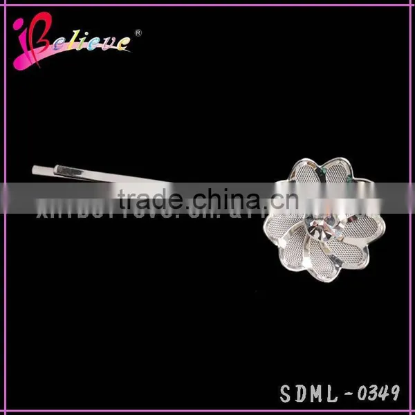 Wholesale Metal Silver Flower Hair Pin,hot Selling Fancy Kids Hair Clip,hair Pins for Girls photo-4