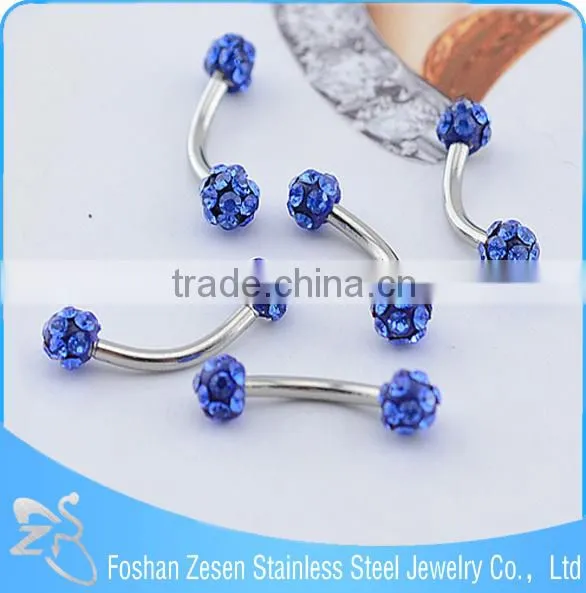 Stainless Steel Sapphire Crystal Ball Piercing 14g Unique Eyebrow Rings