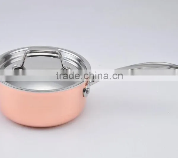SA-12001 Tri-ply Copper Cookware Set Casting Handle Silicon Spray 3 Ply Kitchware
