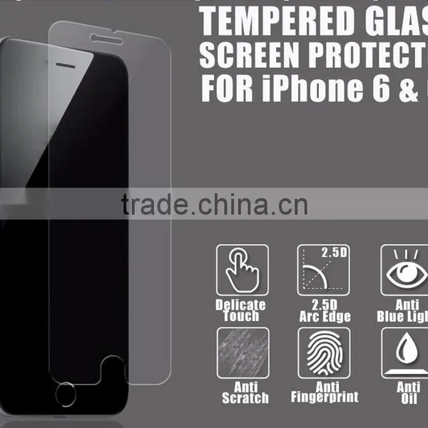 China Manufacture 9H 2.5D Mobile Phone FULL SIZE Tempered Glass for Iphone 6