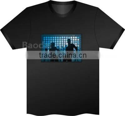 EL T-Shirt Sound Activated Flashing T Shirt Light Up Down Music Party Equalizer LED T-Shirt Interchangeable Short Black Tshirt photo-6