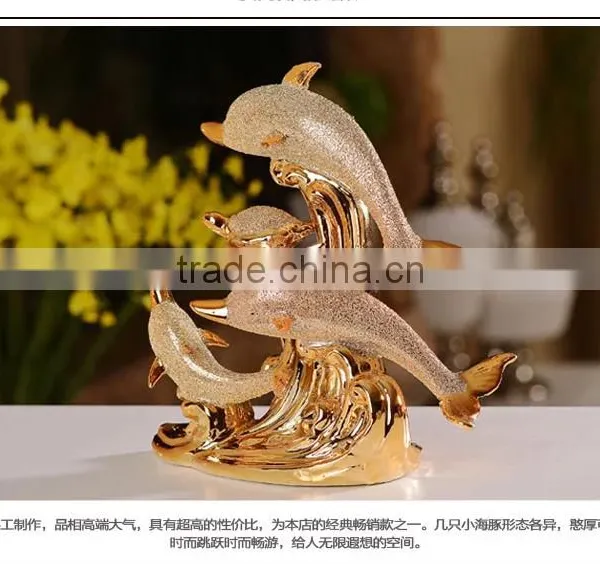 2016 Wholesale Ceramic Gold-plated Dolphin Luxury Home Decor photo-6