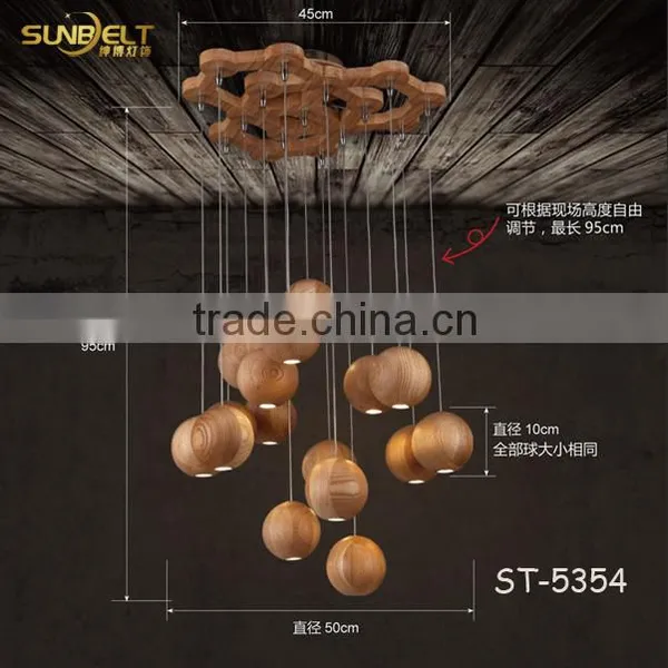 ST-5354 Sunbelt Manufacturer's Premium Wooden Pendant Light ,7 Head Round Ball Ceiling Light, Dinning Room Hanging Lamp photo-3