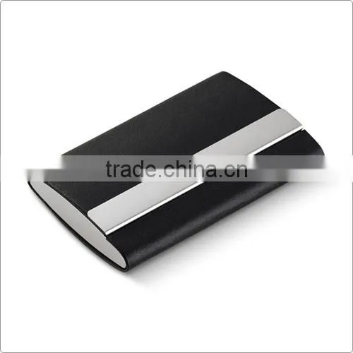 Black Leather Square Business Card Holder Aluminum Business Card Holder Bilevel Cardcase