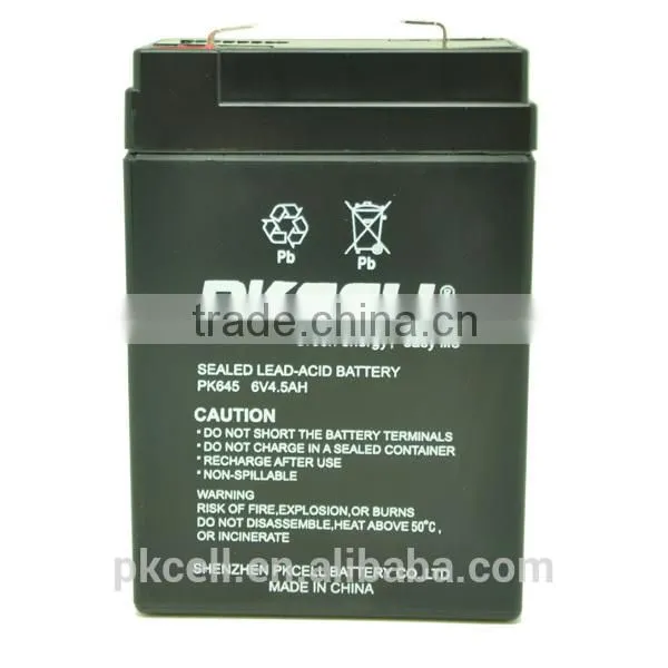 Shenzhen PKCELL 6v 4.5ah Rechargeable Sealed Lead Acid Battery