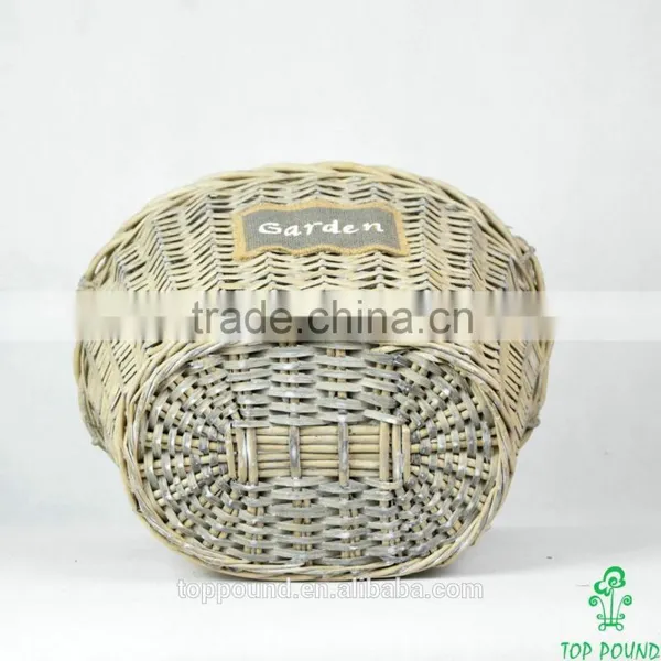 Oval Wicker Basket With Handle and Plastic Lined photo-3